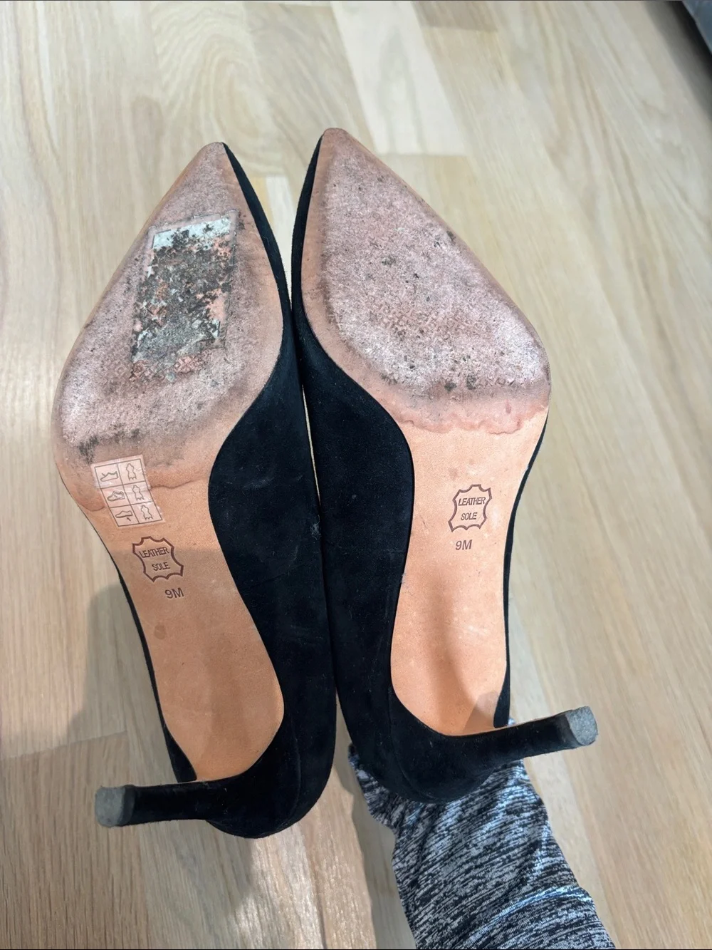 Tory Burch Black Suede Pointed Toe Pumps with Silver Jeweled Cap